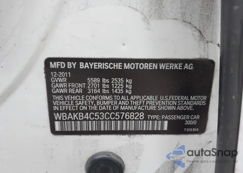 2012 BMW 740Li z USA, uszkodzony, nr VIN WBAKB4C53CC576828